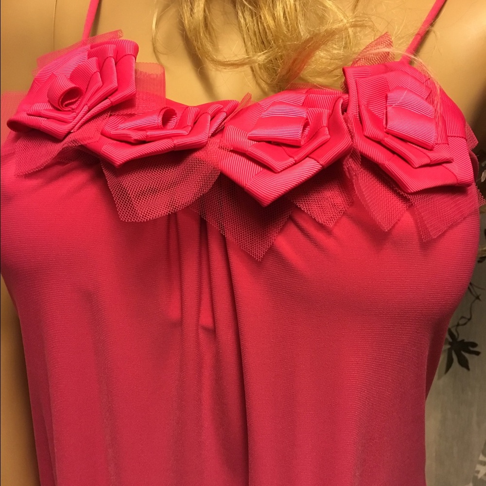 Mariposa Pink Mini Dress  Strappy Summer Dress | Flowy Babydoll Party Dress (S) - Picture 4 of 5